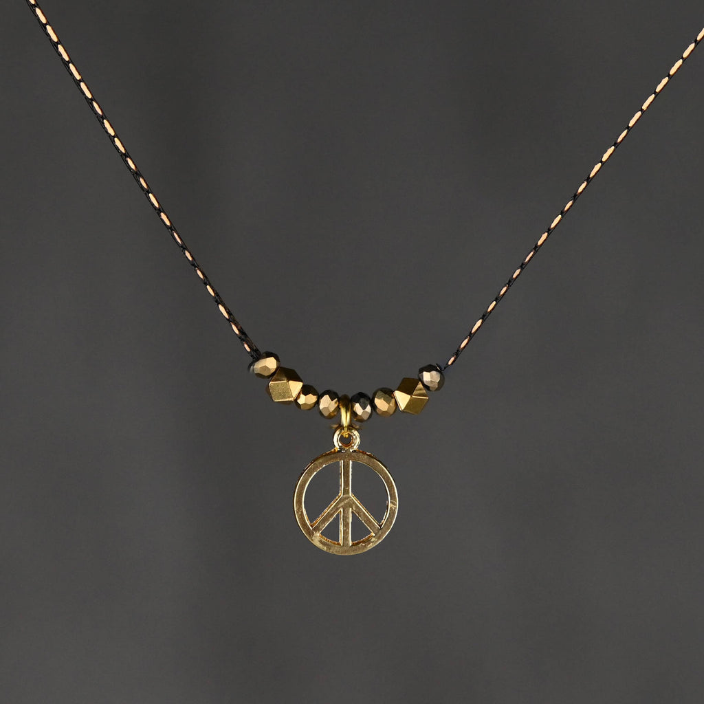 Delicate Beaded Golden Peace Necklace